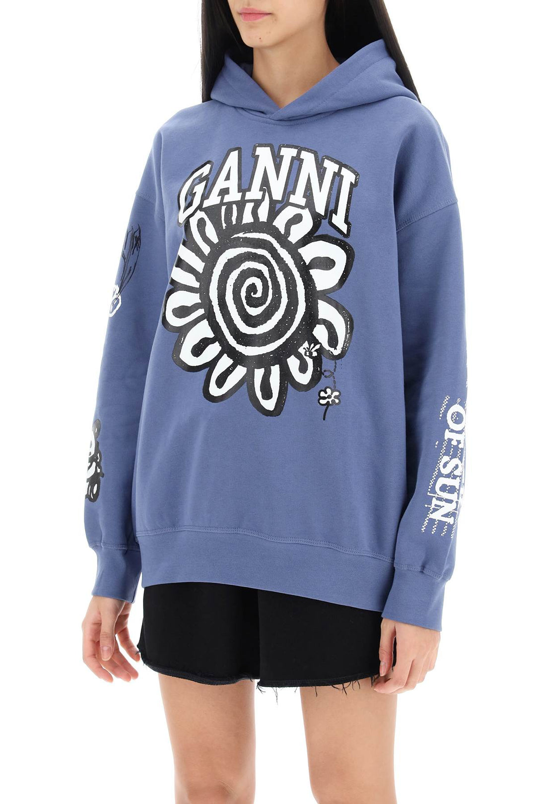 Ganni Hoodie With Graphic Prints   Celeste