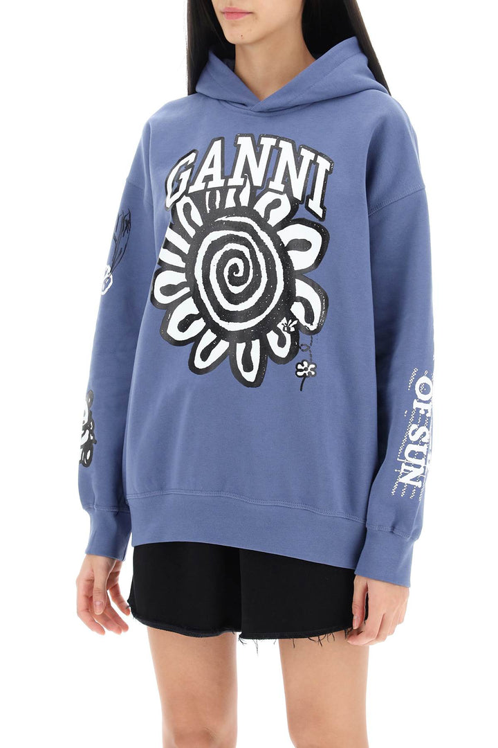 Ganni Hoodie With Graphic Prints   Celeste