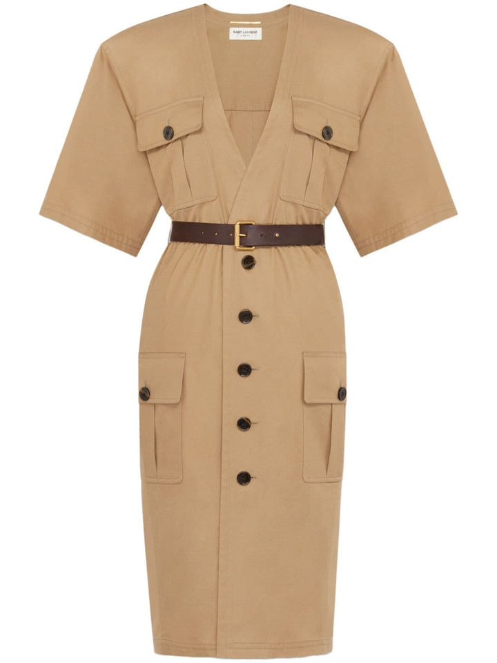 Saint Laurent Belted Safari Dress