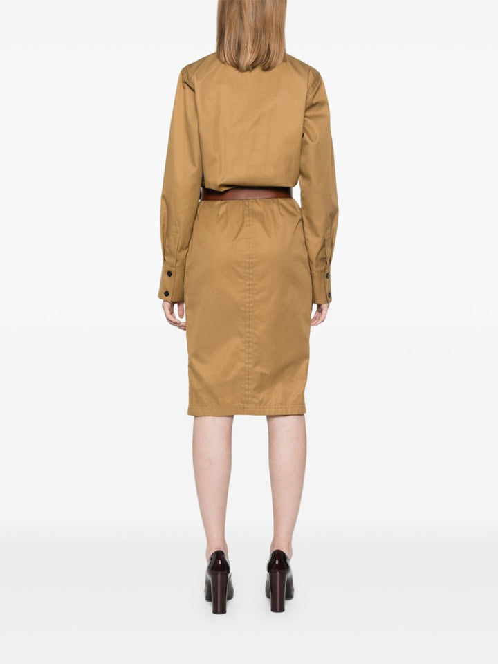 Saint Laurent Cotton Belted Knee-Length Dress