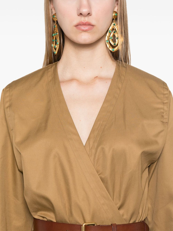 Saint Laurent Cotton Belted Knee-Length Dress