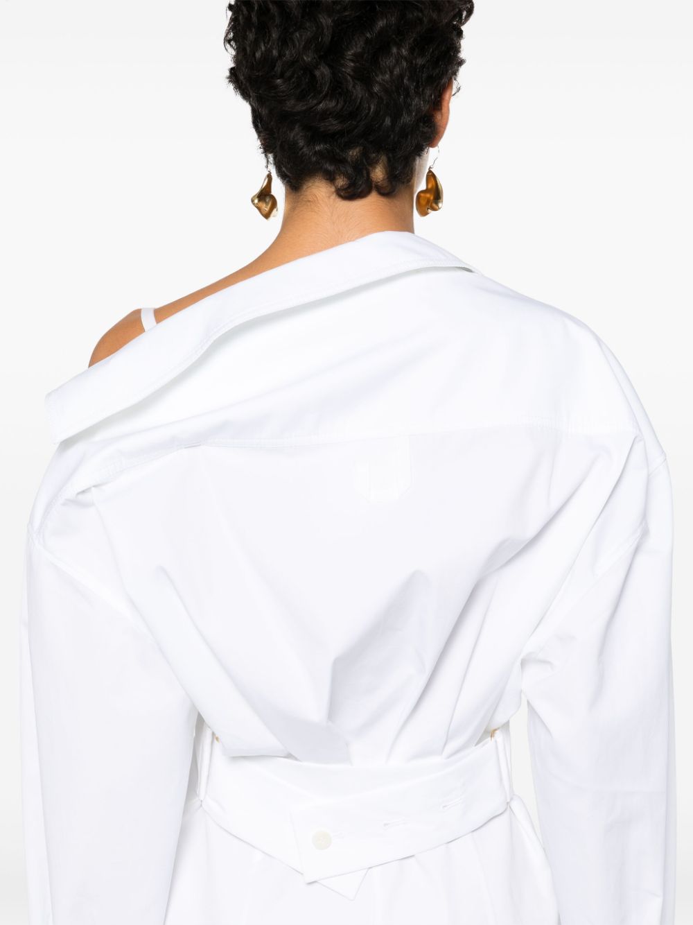 JACQUEMUS Poplin Asymmetric Mini Dress