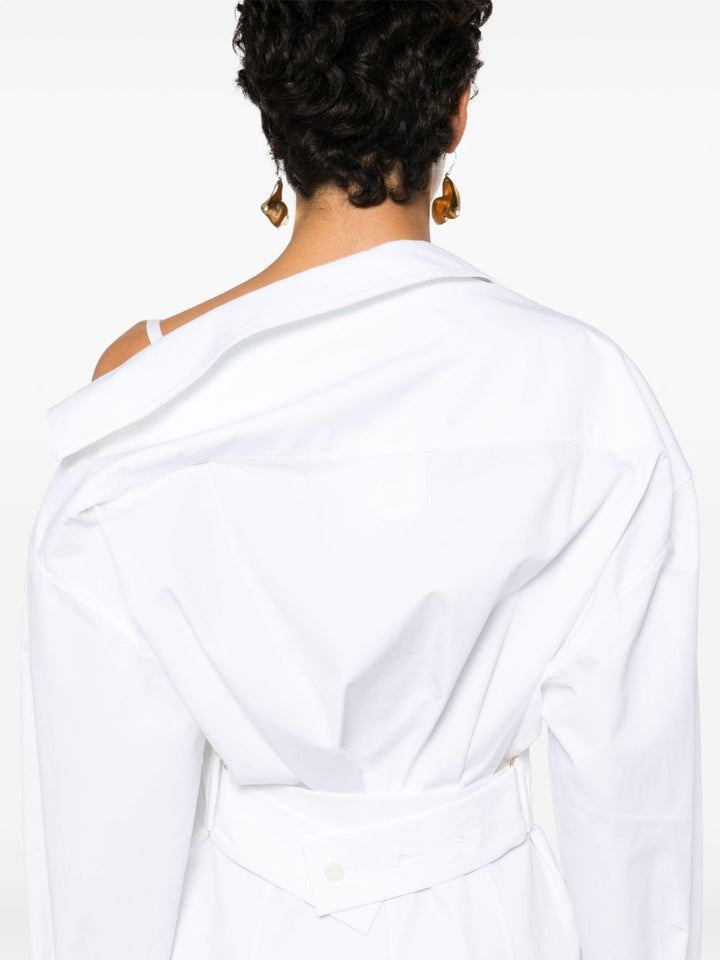JACQUEMUS Poplin Asymmetric Mini Dress