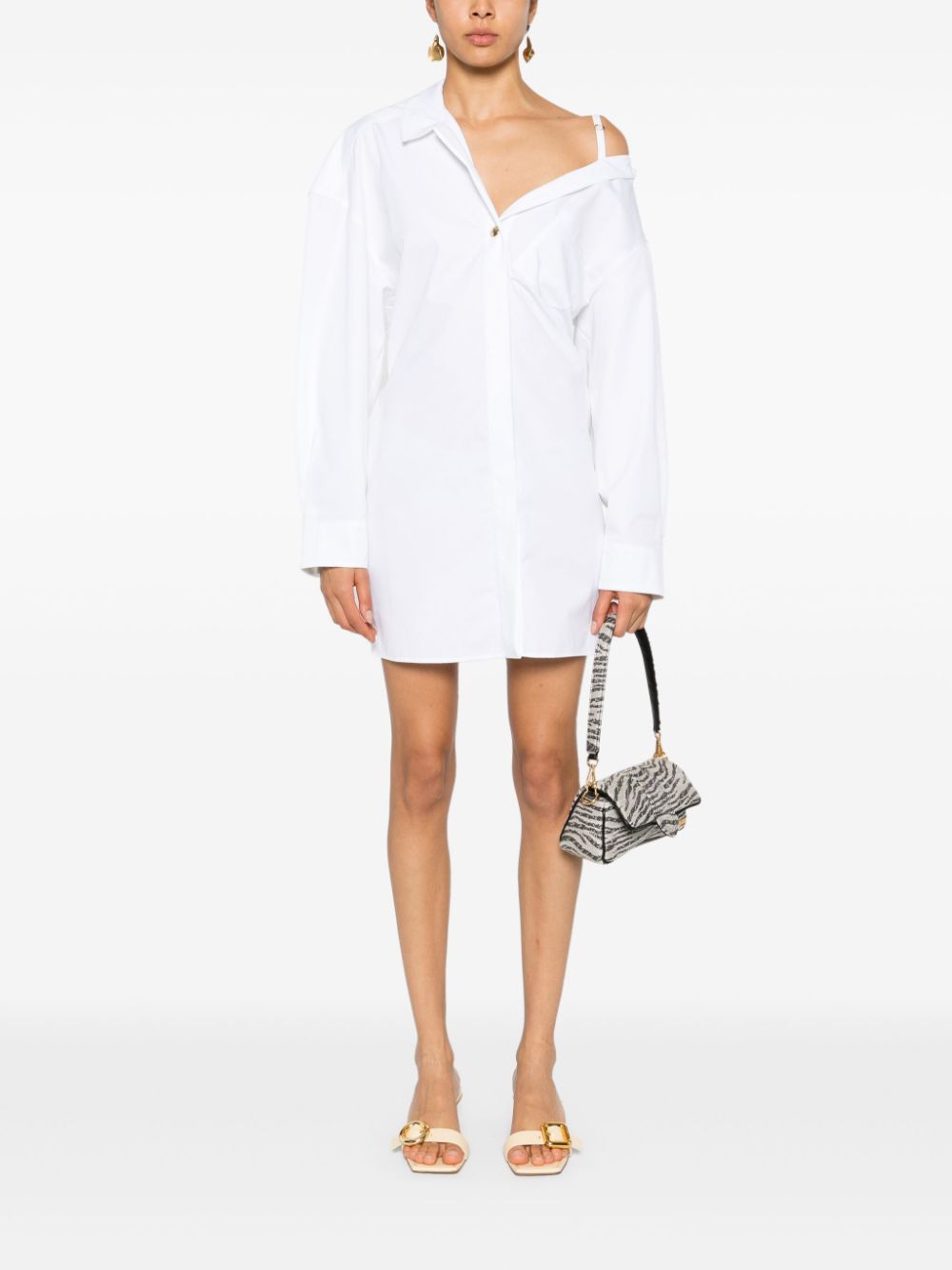 JACQUEMUS Poplin Asymmetric Mini Dress