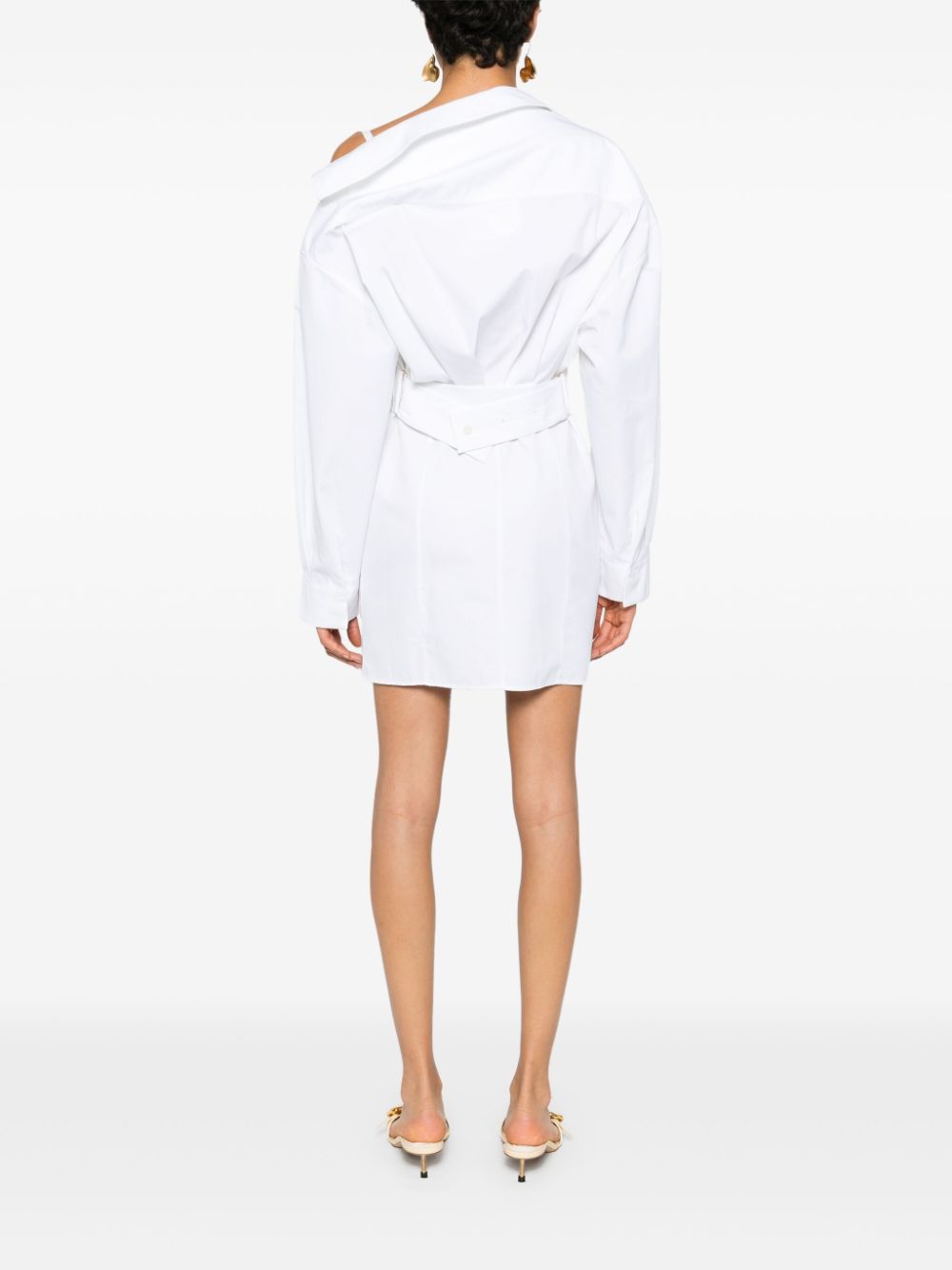 JACQUEMUS Poplin Asymmetric Mini Dress