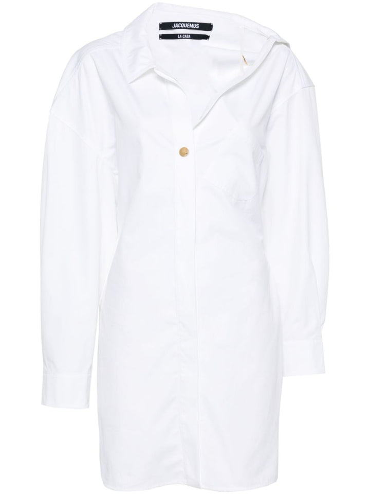 JACQUEMUS Poplin Asymmetric Mini Dress