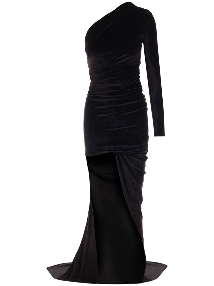 Balenciaga One-Shoulder Velvet Dress
