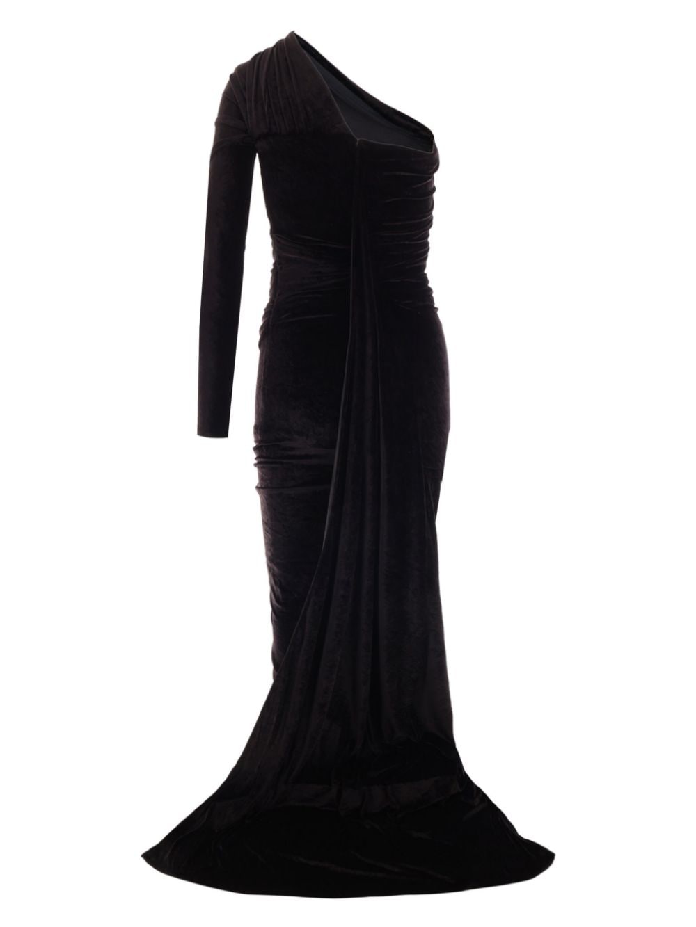 Balenciaga One-Shoulder Velvet Dress