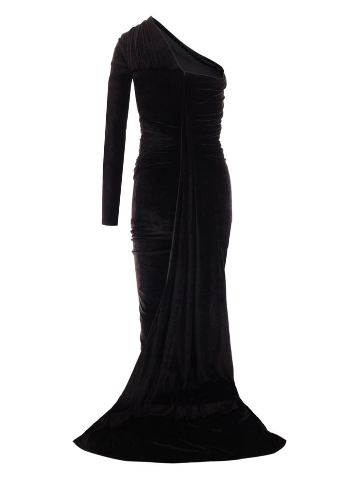 Balenciaga One-Shoulder Velvet Dress