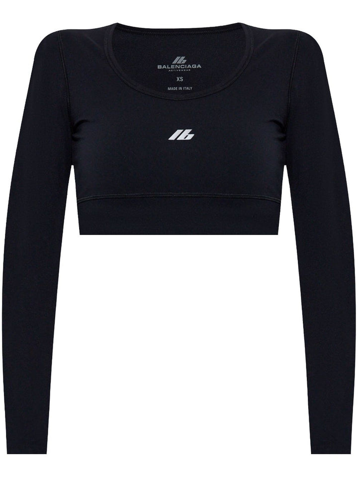 Balenciaga Cropped Stretch Logo Top