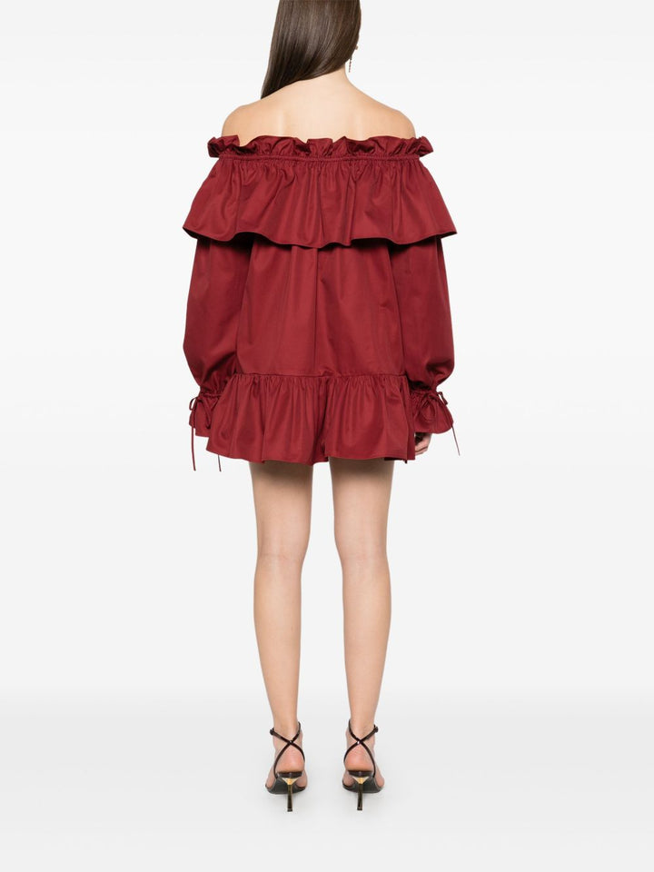 Saint Laurent ruffled cotton mini dress