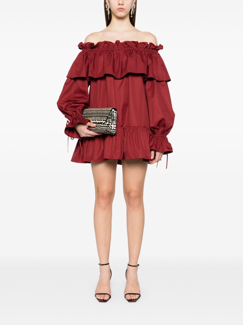 Saint Laurent ruffled cotton mini dress