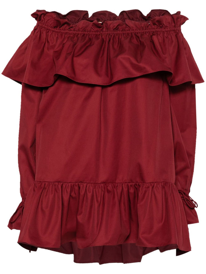 Saint Laurent ruffled cotton mini dress