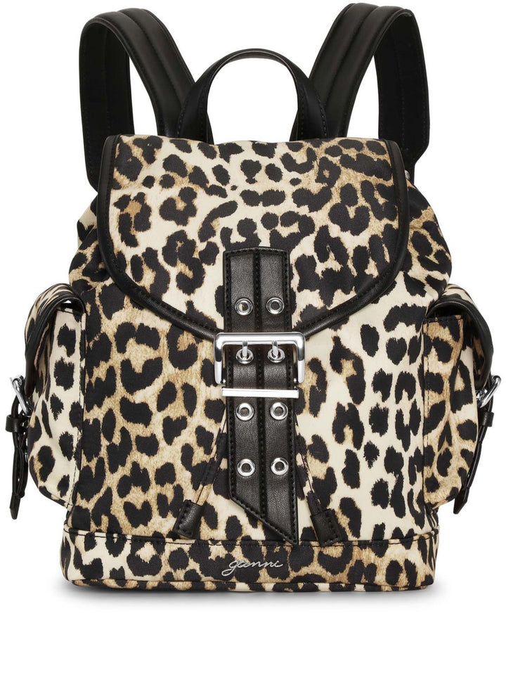 GANNI leopard print backpack