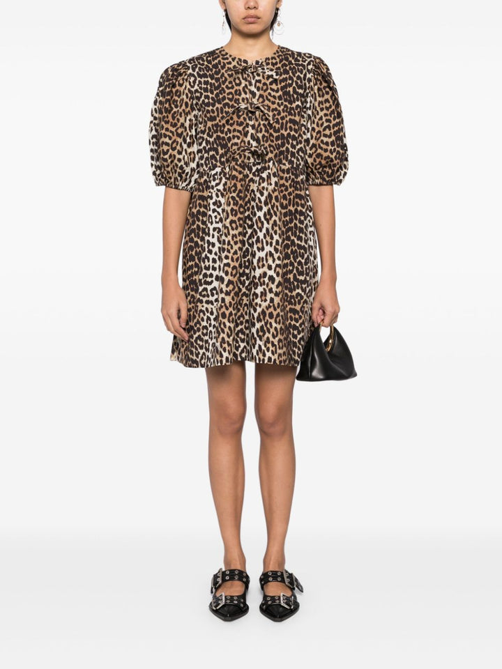 GANNI Mini leopard print dress