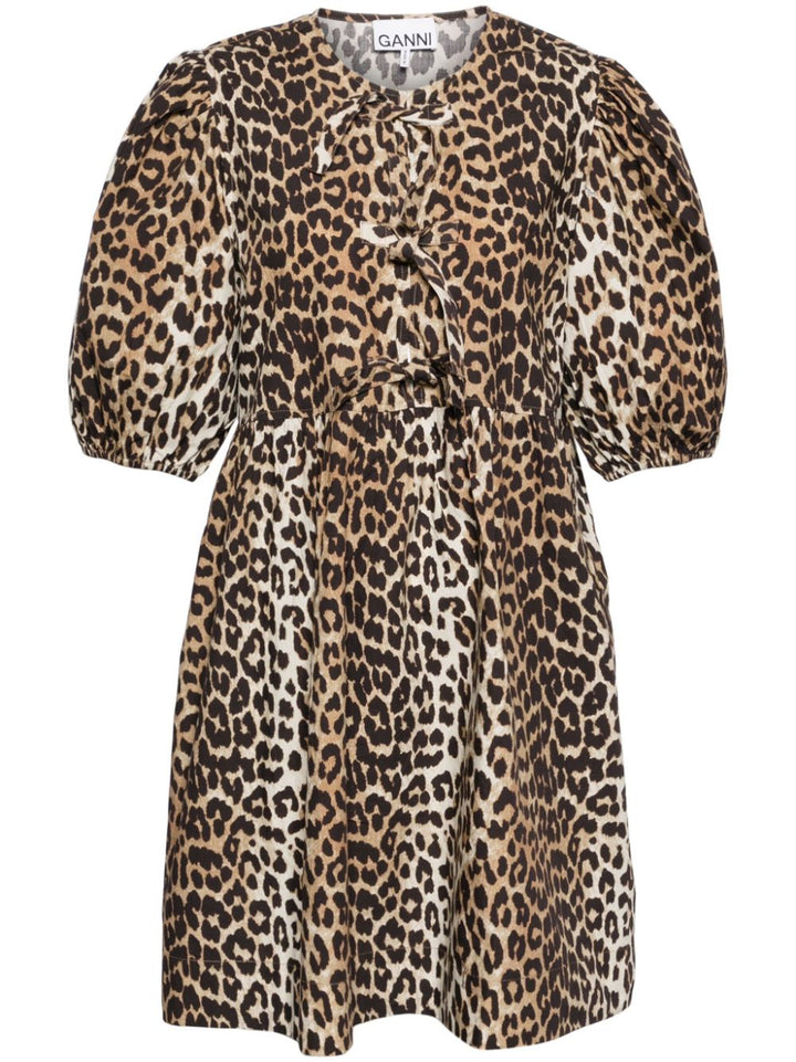 GANNI Mini leopard print dress