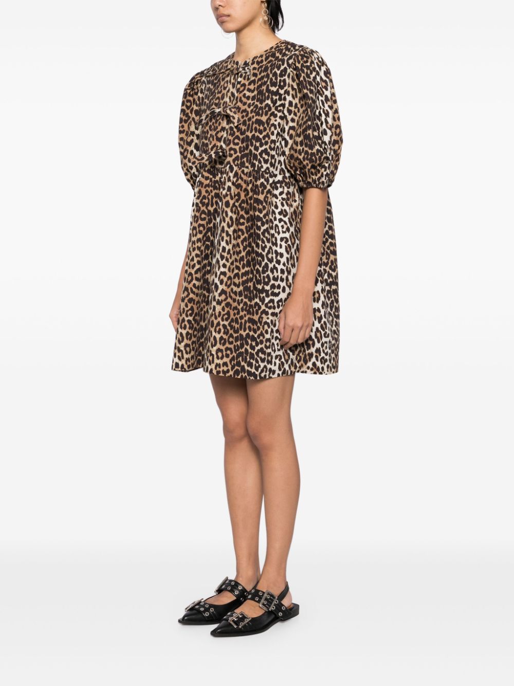 GANNI Mini leopard print dress