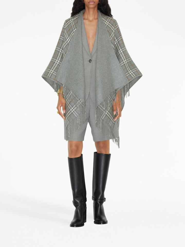 Burberry wool check print reversible Poncho