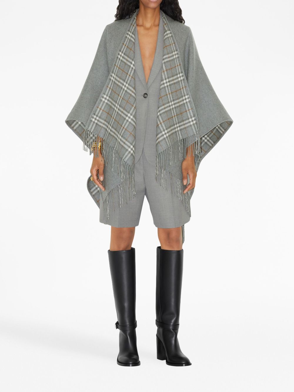 Burberry wool check print reversible Poncho