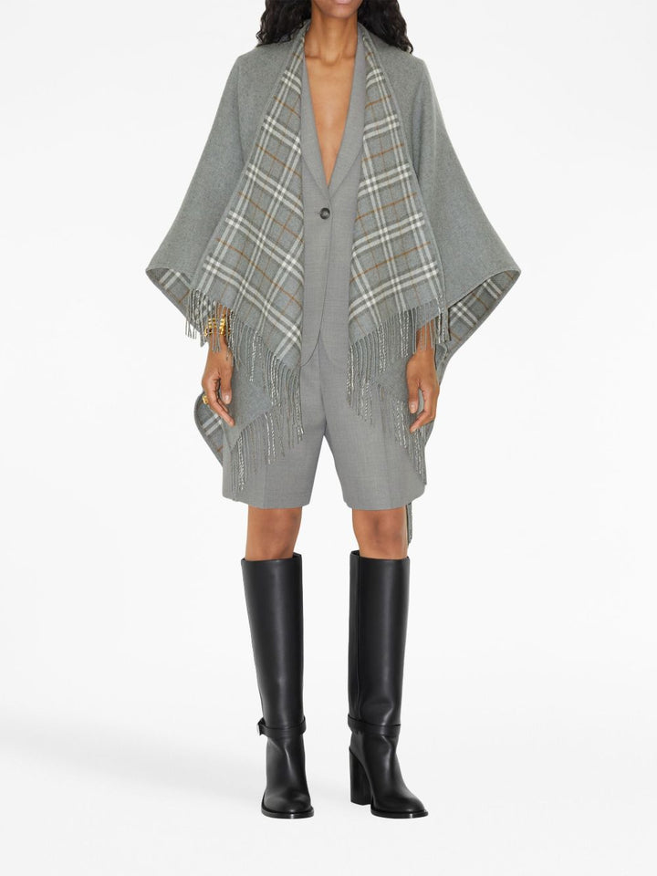 Burberry wool check print reversible Poncho