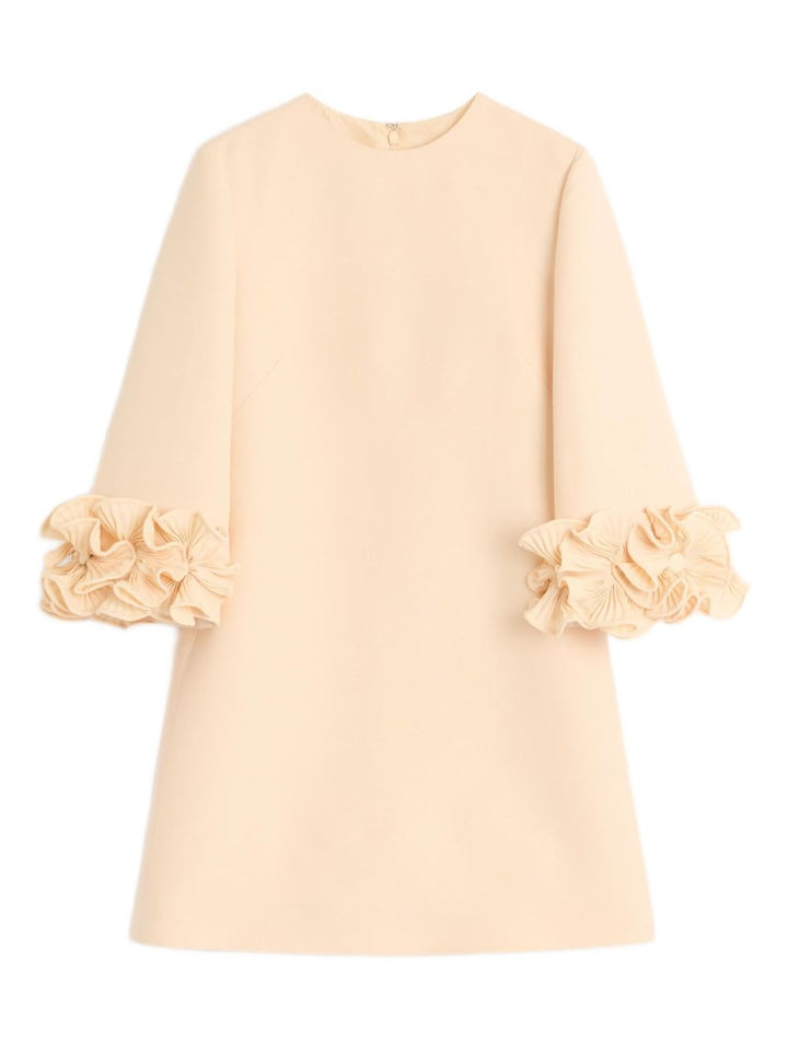 Valentino Wool and silk Mini dress with floral appliqué