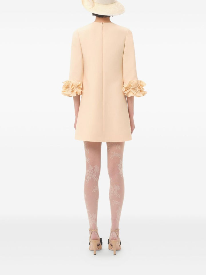 Valentino Wool and silk Mini dress with floral appliqué