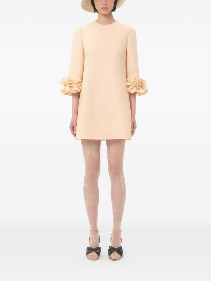 Valentino Wool and silk Mini dress with floral appliqué