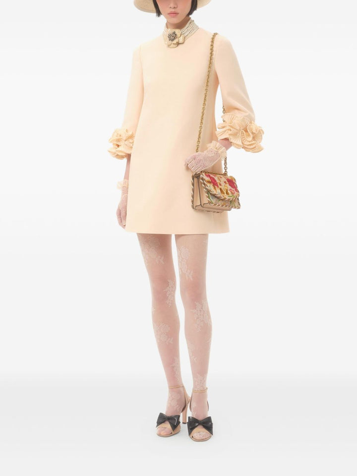 Valentino Wool and silk Mini dress with floral appliqué