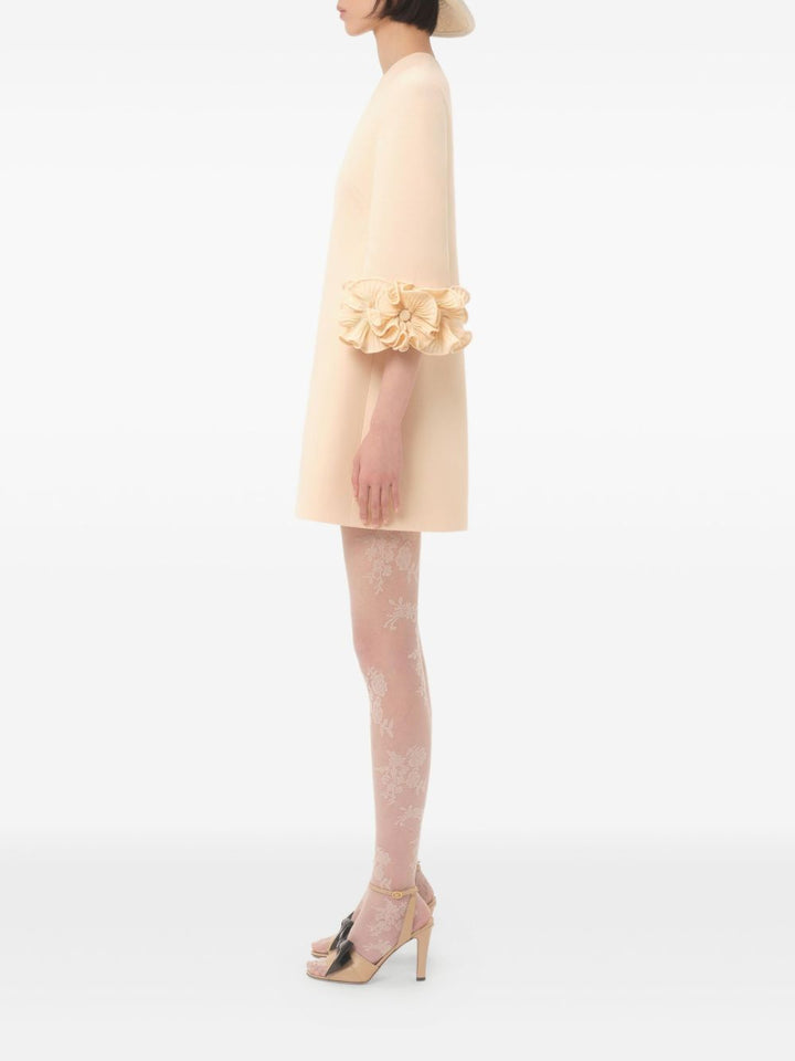 Valentino Wool and silk Mini dress with floral appliqué