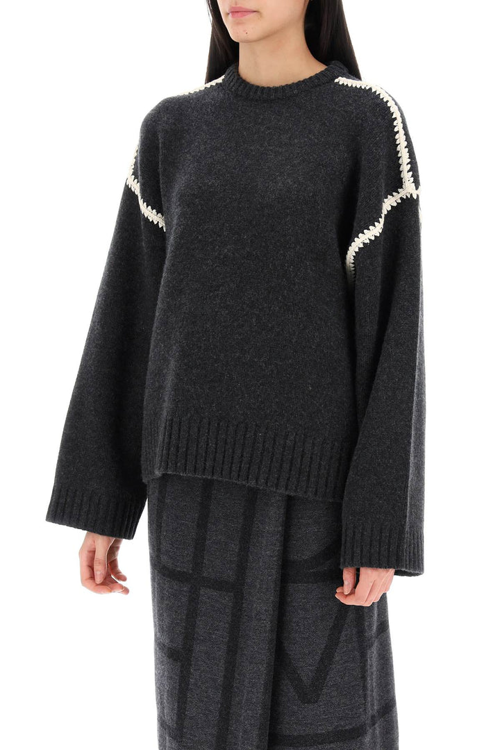 Toteme Sweater With Contrast Embroideries   Grigio