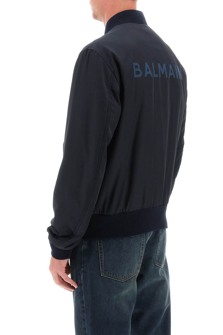 Balmain Nylon Pb Bomber Jacket   Blu
