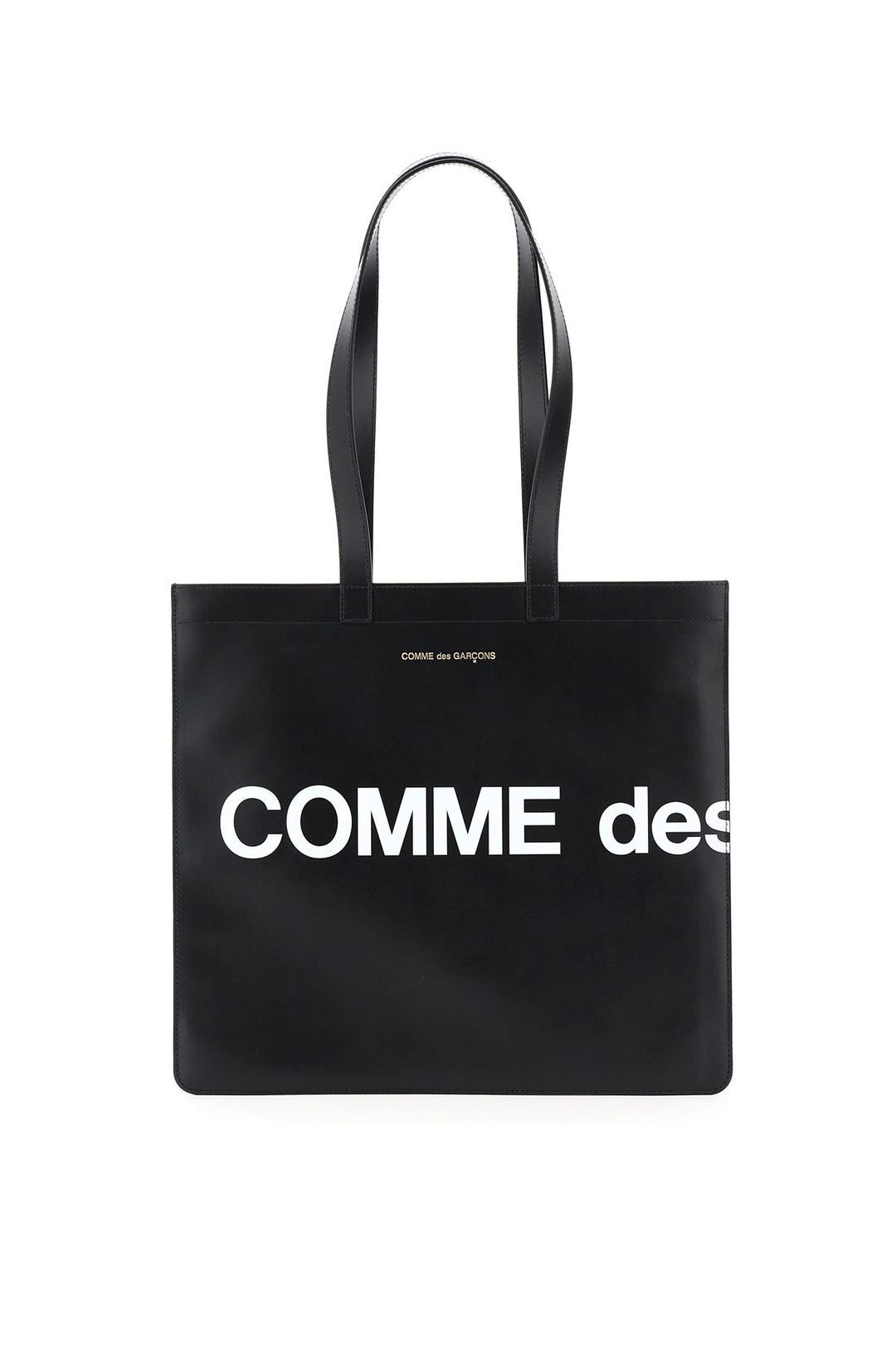 Comme Des Garcons Wallet Leather Tote Bag With Logo   Nero