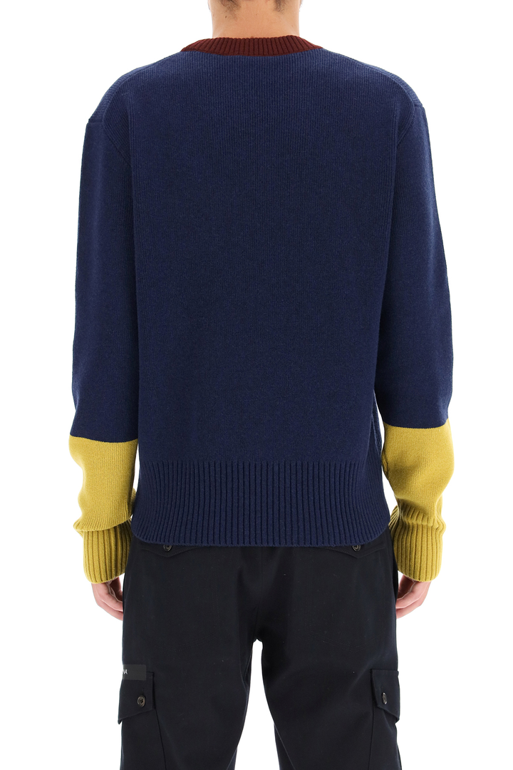 Dolce & Gabbana Wool Sweater With Logo Patch   Blu