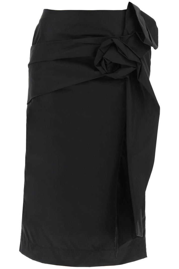 Simone Rocha Pencil Skirt With Floral Applique   Nero