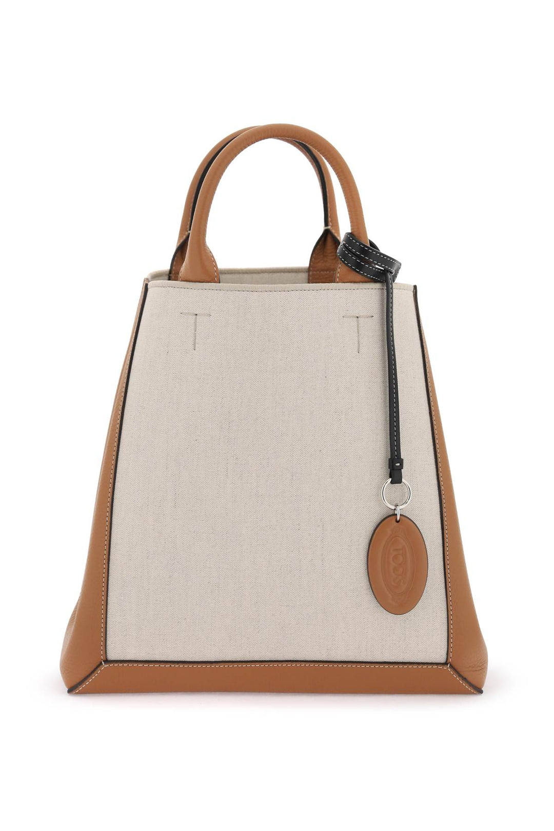 Tod's Canvas & Leather Small Tote Bag   Beige