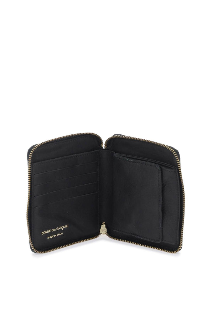 Comme Des Garcons Wallet Washed Leather Zip Around Wallet   Nero
