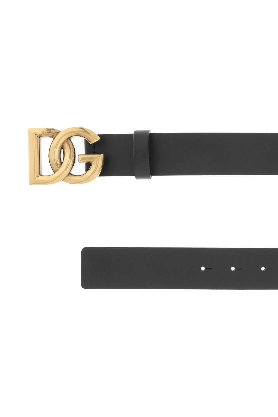 Dolce & Gabbana Lux Leather Belt With Crossed Dg Logo   Black