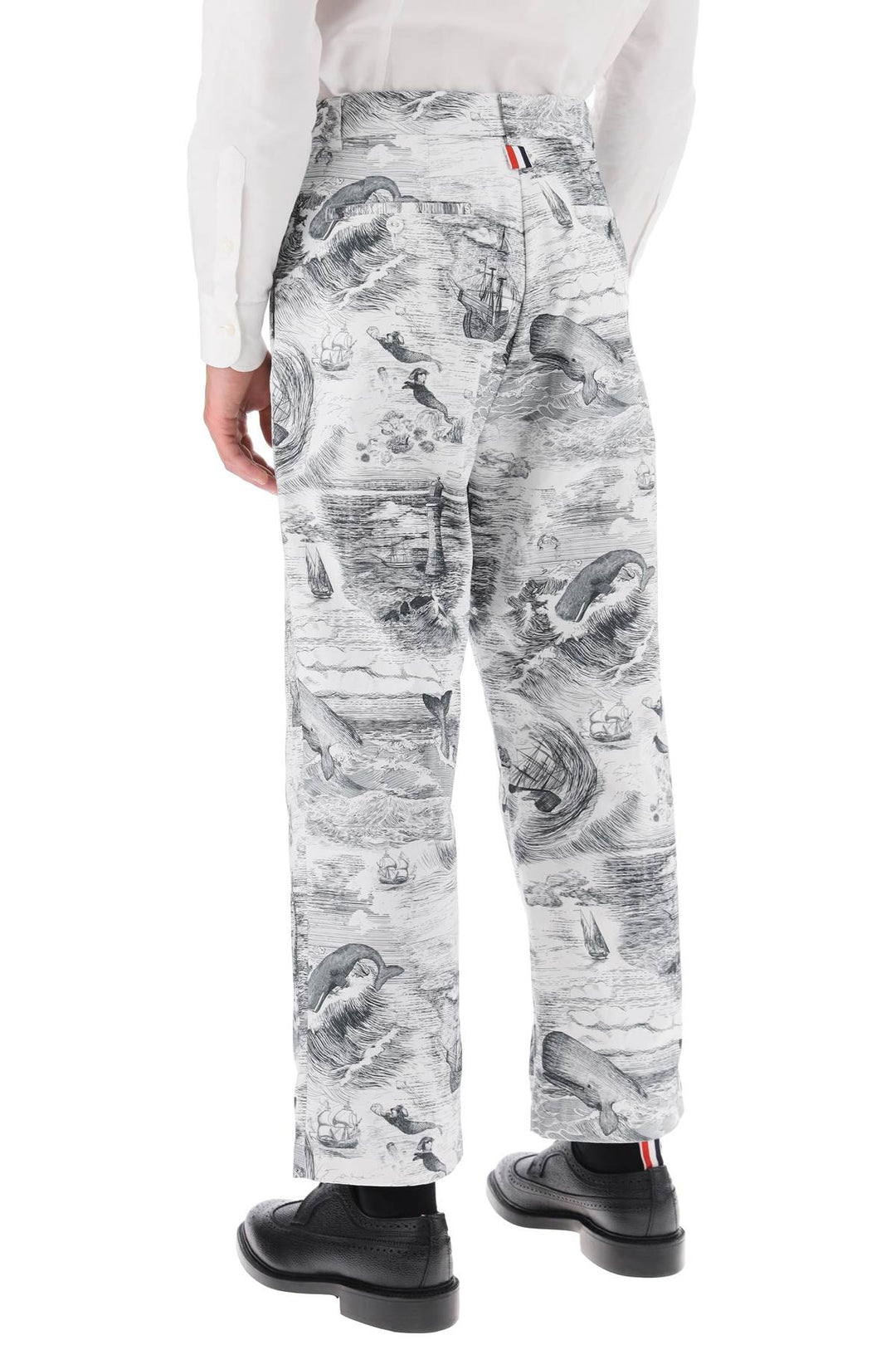 Thom Browne Cropped Pants With 'Nautical Toile' Motif   Bianco