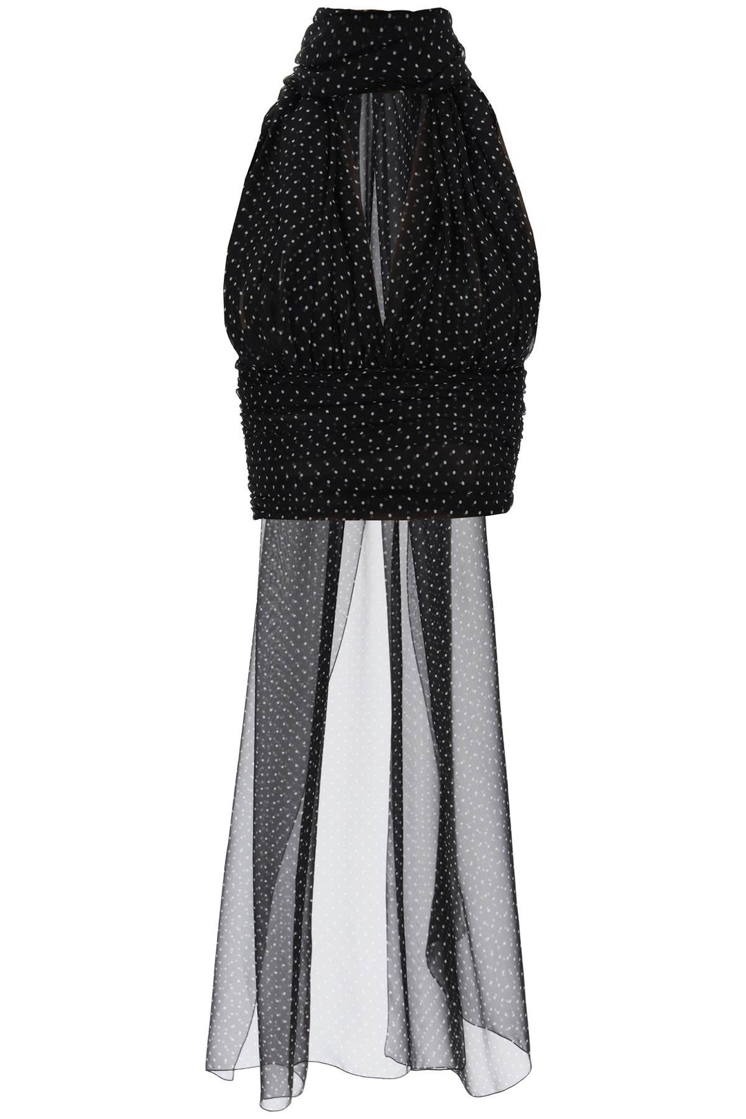 Dolce & Gabbana Chiffon Top With Scarf Accessory   Nero