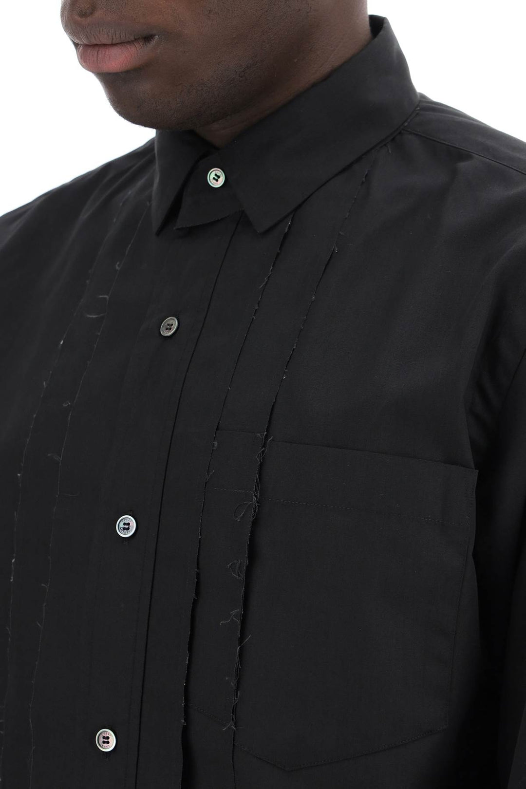 Sacai Layered Poplin Effect Shirt With   Nero