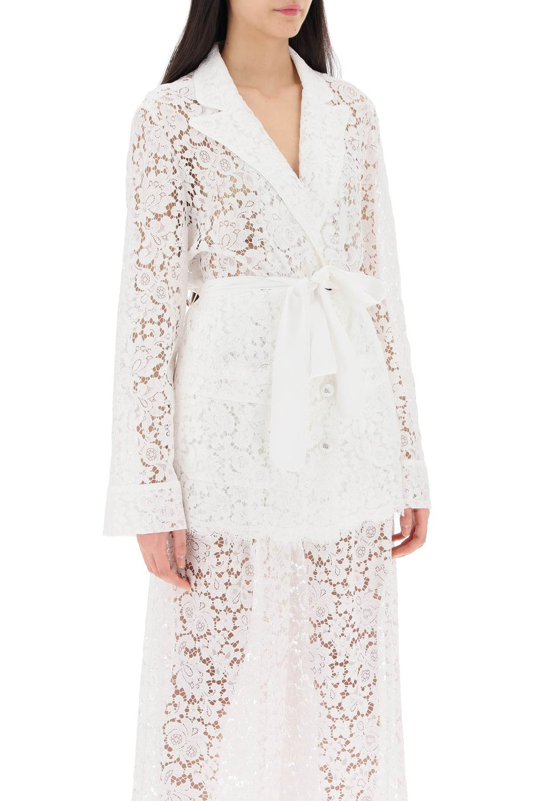 Dolce & Gabbana Pajama Shirt In Cordonnet Lace   Bianco