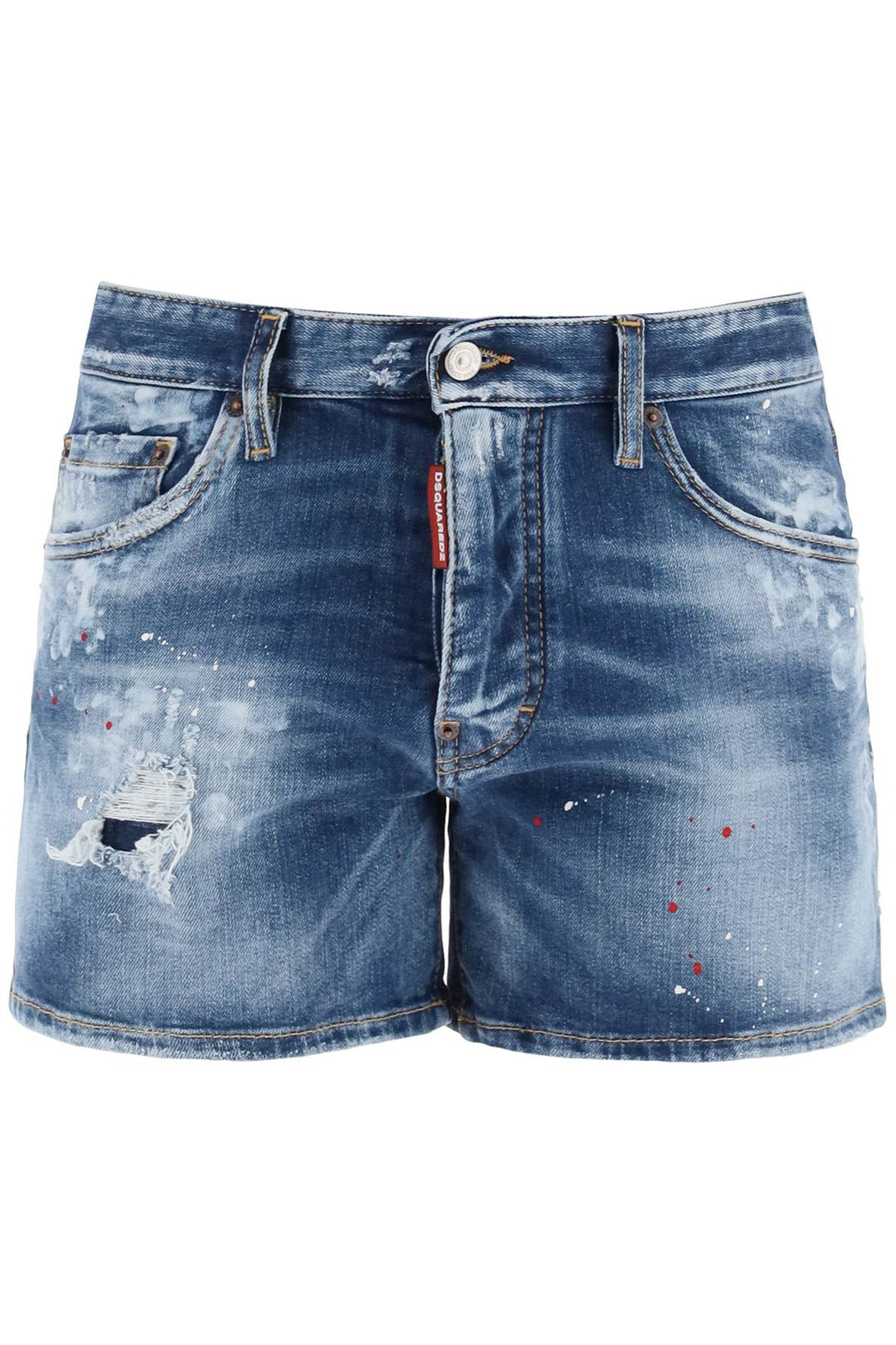 Dsquared2 Sexy 70's Shorts In Worn Out Booty Denim   Blu