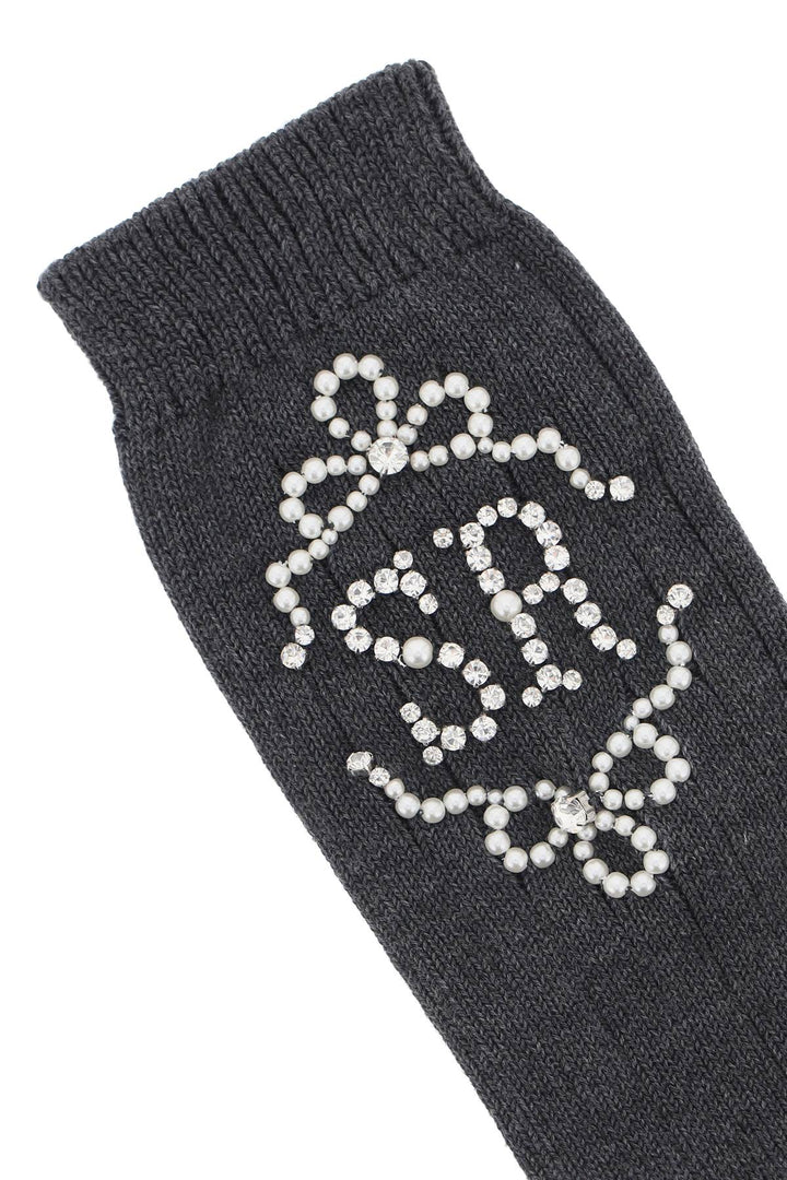 Simone Rocha Sr Socks With Pearls And Crystals   Grigio