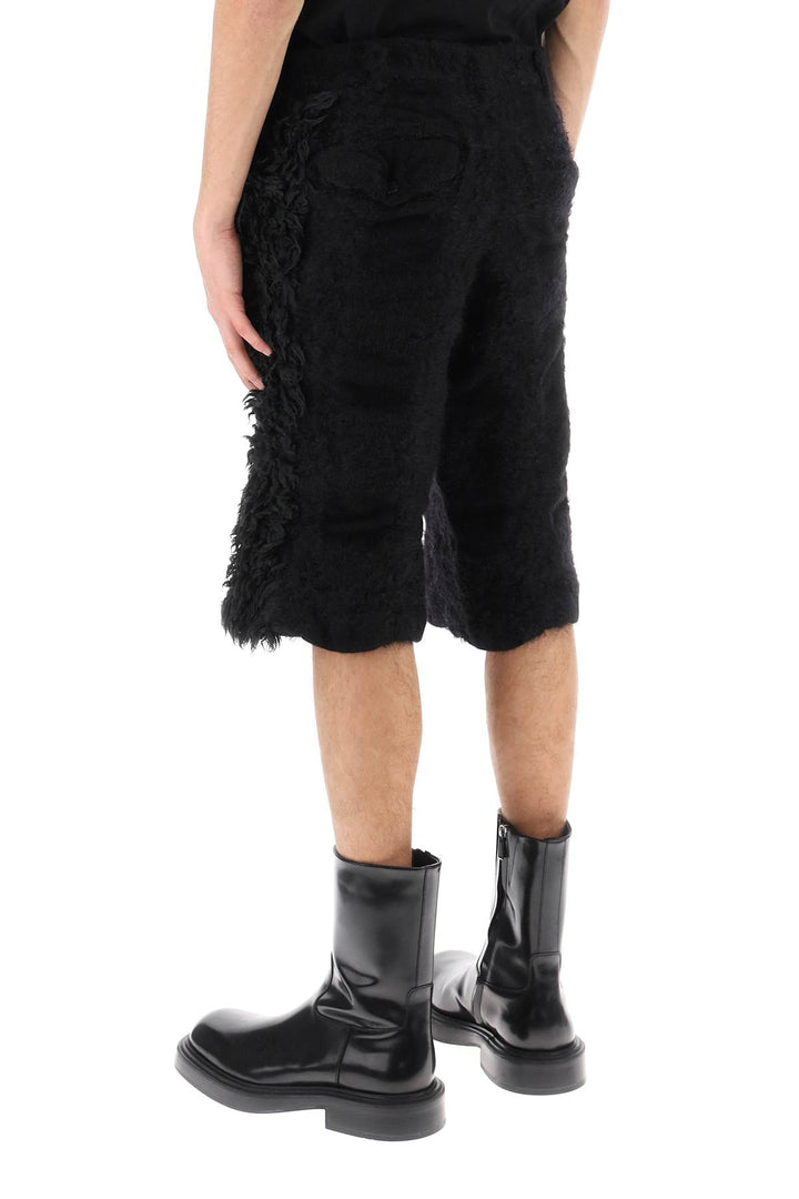 Comme Des Garcons Homme Plus Fur Effect Knitted Shorts   Nero