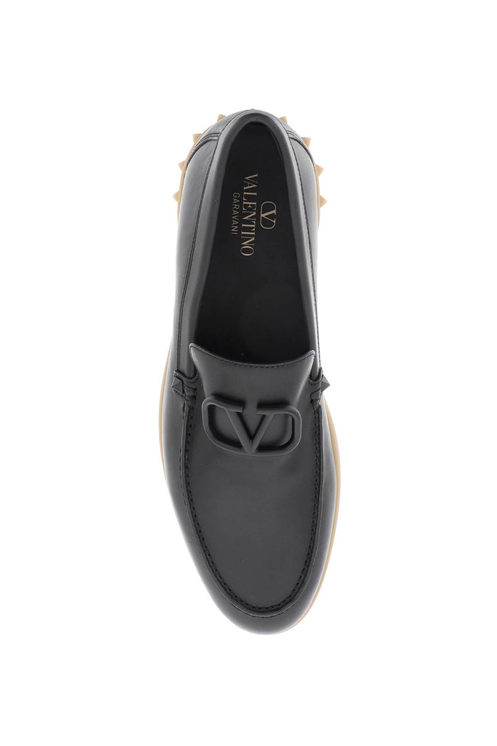 Valentino Garavani Leisure Flows Leather Loafers   Nero