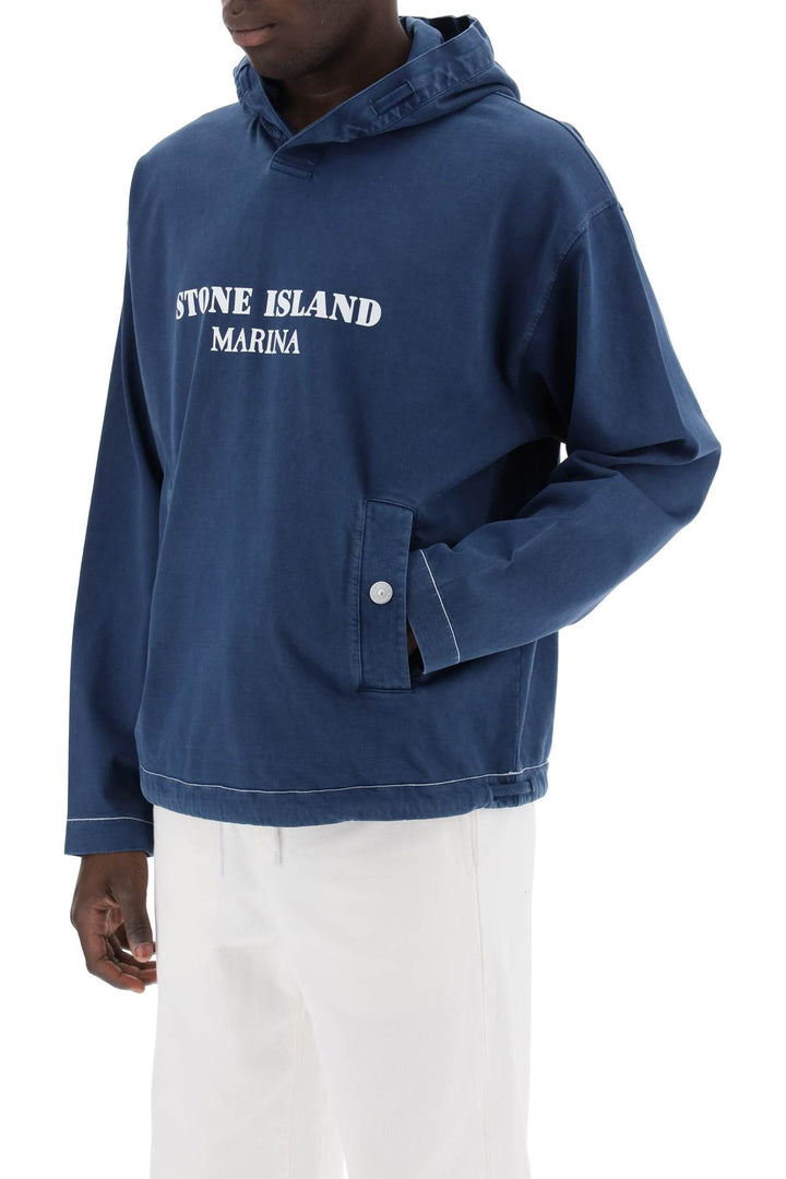 Stone Island Marina 'Old' Treatment Hooded   Blu
