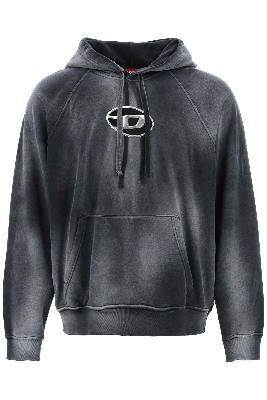 Diesel Hooded Sweatshirt With Oval Logo And D Cut   Nero