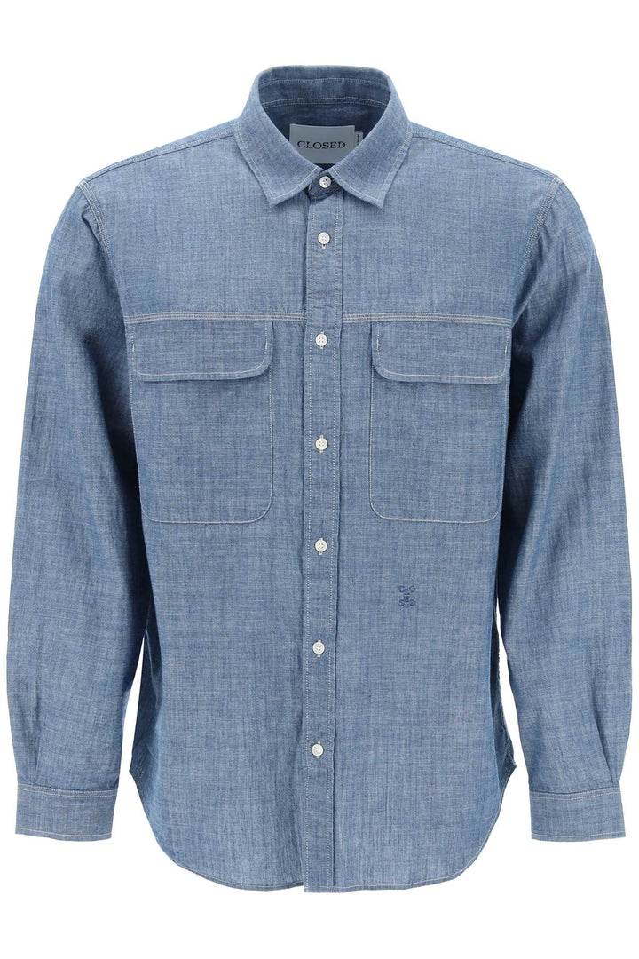 Closed Cotton Chambray Shirt For   Blu