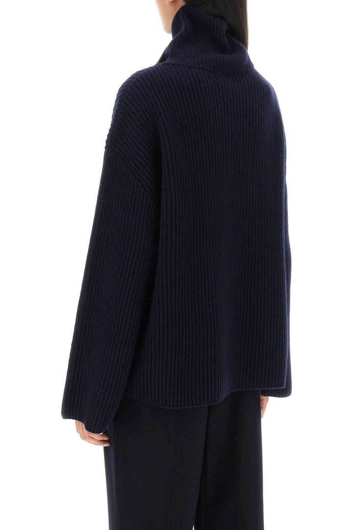 Toteme Sweater With Wrapped Funnel Neck   Blu