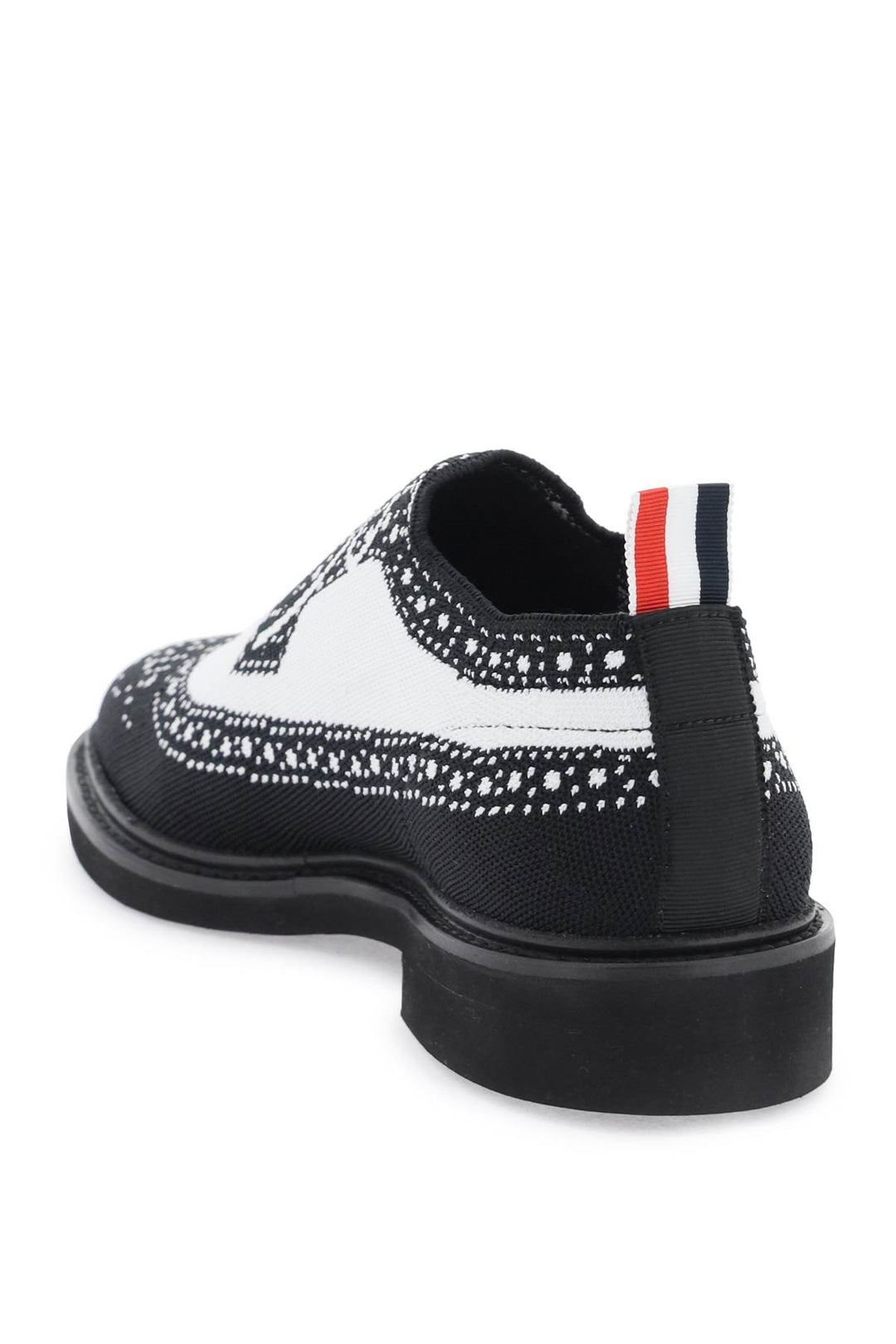 Thom Browne Longwing Brogue Loafers In Trompe L'oeil Knit   Nero